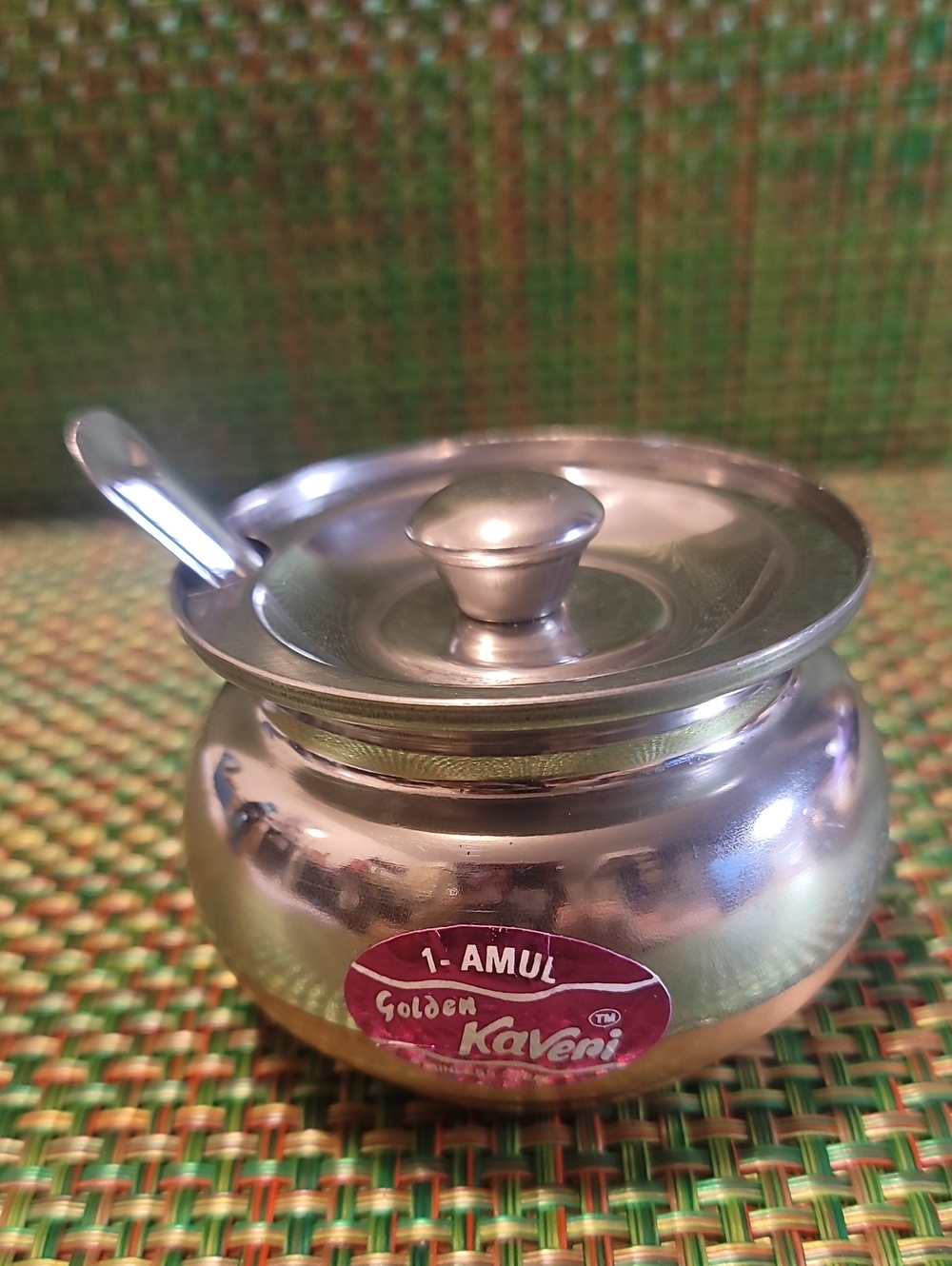 Golden Kavenri Stainless Steel & Copper Ghee Jar -